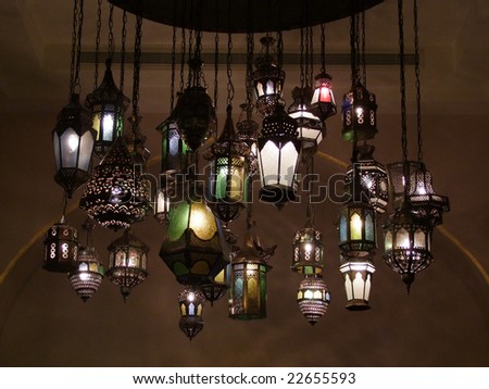 Unique collection of arabic old lighting lamps