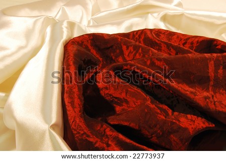 Red and White Satin sheets. Ideal for Valentine\'s Day.