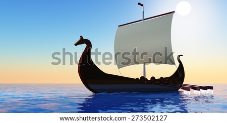 Viking Voyage - The Viking civilization explored many countries in the Northern Atlantic ocean with longboats.