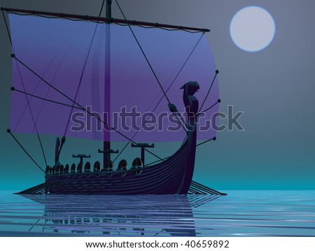 VIKING JOURNEY - A Viking ship sets out on one of their journeys across the Atlantic Ocean.