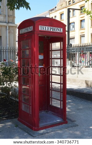 AVIGNON, FRANCE - CIRCA JUNE 2015: red phone booth