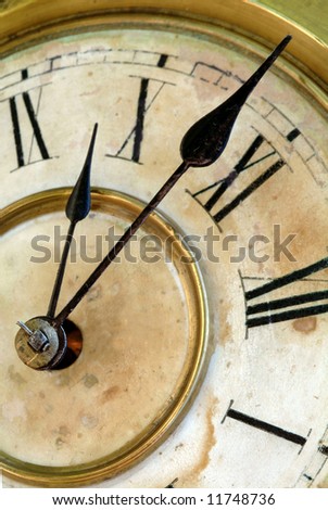 Very old and grunge clock face, time concept