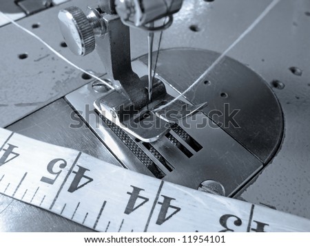 Industrial sewing machine close up