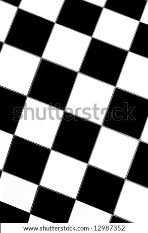 Floor mosaic in black and white squares tiles, background