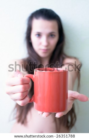 girl which gives cup of tea