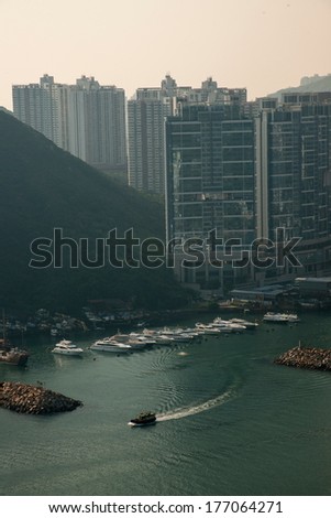 Hong Kong Ocean Park, overlooking the sunset Aberdeen Channel Taniguchi