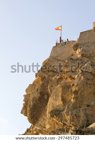 ALICANTE, COMUNIDAD VALENCIANA/SPAIN-JUNE 24,2013: Alicante castle over the muslim face rock in Benacantil mountain