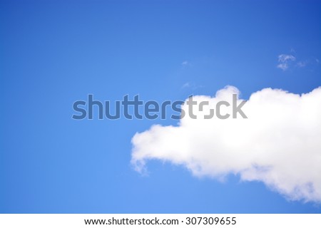 Blue sky with cloud shape like head of bird.