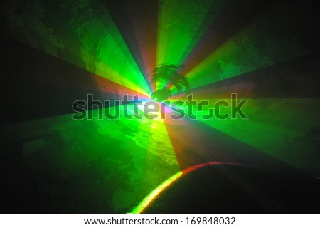 Colourful lights radiating from point source