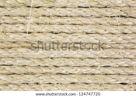 Close view of several rows of sisal rope.