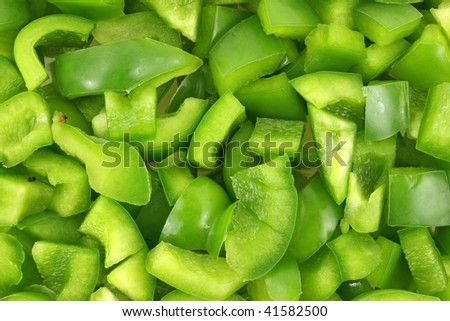 Close view of cut green peppers