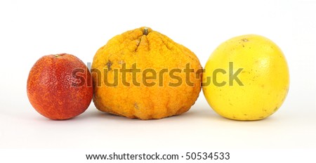 Blood orange, ugly fruit and grapefruit