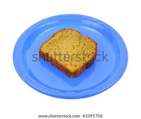 Single slice of carrot cake on a blue plate