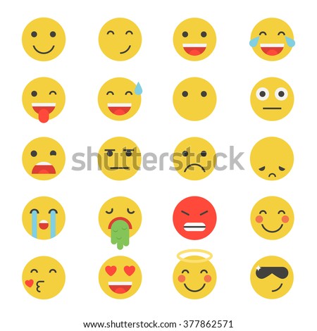 Emoticon vector illustration. Emoticon set. Emoticon face on a white background. Emoticon icon. Different emotions collection. Emoticon flat design. Emoticon isolated.