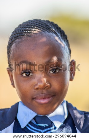 Blyde River Canyon Nature Reserve, South Africa - August 22, 2014: Portrait of a South African child girl in school uniform.