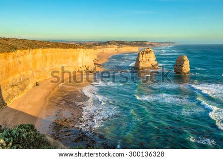 Panorama of Gibson Steps by the Twelve Apostles in Port Campbell National Park on the Great Ocean Road, Victoria state, Australia. .
