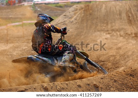 SURATTHANI, THAILAND - APRIL 24, 2016: Unidentified contestant in Motocross Racing and All Model race.Wiang Sa Motocross in Suratthani,Thailand 2016 Round 1.