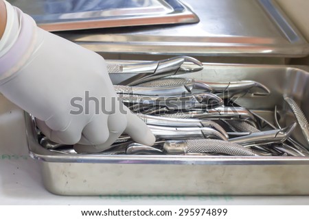 hand ware rubber Glove and dental tools