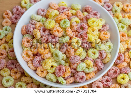 dish of colorful Cereals and Cereals on the wood texture