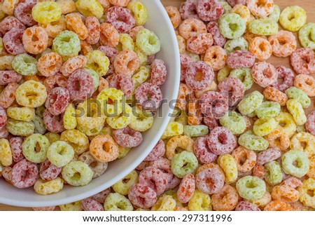 dish of colorful Cereals and Cereals on the wood texture