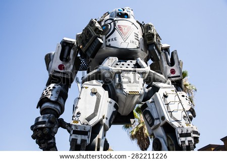 A full size replica of a Titan from the video game Titanfall at the E3 Electronic Entertainment Expo in Los Angeles California in June 2014.