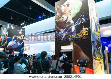 E3; The Electronic Entertainment Expo at the Los Angeles Convention Center, June 16, 2015. Los Angeles, California. The display at the Skyfox booth.