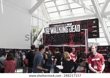 E3; The Electronic Entertainment Expo at the Los Angeles Convention Center, June 16, 2015. Los Angeles, California. The Walking Dead game testing and demo booth.