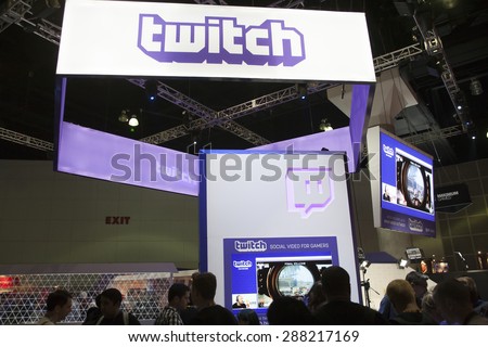 E3; The Electronic Entertainment Expo at the Los Angeles Convention Center, June 16, 2015. Los Angeles, California. Twitch, an online channel and app for gamers.