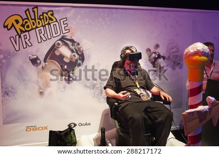 E3; The Electronic Entertainment Expo at the Los Angeles Convention Center, June 16, 2015. Los Angeles, California. The Rabbits VR Ride demonstration gave fans a chance to experience virtual reality.