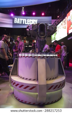 E3; The Electronic Entertainment Expo at the Los Angeles Convention Center, June 16, 2015. Los Angeles, California. Fallout 4, Doom and Fallout Shelter display.