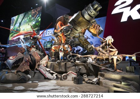 E3; The Electronic Entertainment Expo at the Los Angeles Convention Center, June 16, 2015. Los Angeles, California.  2K, Battleborn booth with game character displays.
