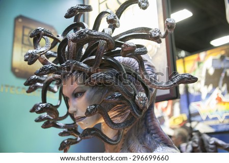 July 10, 2015: San Diego Comic Con, the annual pop culture and fandom convention in San Diego, California. Creatures and effects artists work on display.