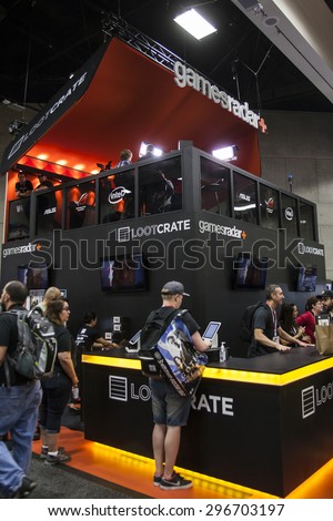 July 10, 2015: San Diego Comic Con, the annual pop culture and fandom convention in San Diego, California. The Games Radar and Loot Crate booth.