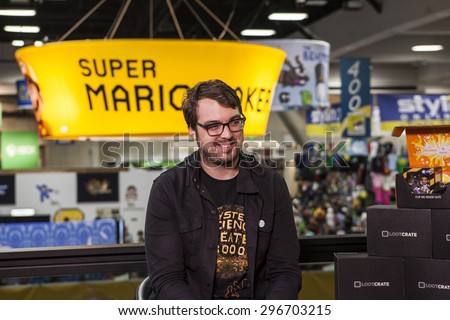 July 10, 2015: San Diego Comic Con, the annual pop culture and fandom convention in San Diego, California. Comedian and TV host Jonah Ray at the Games Radar and Loot Crate booth.
