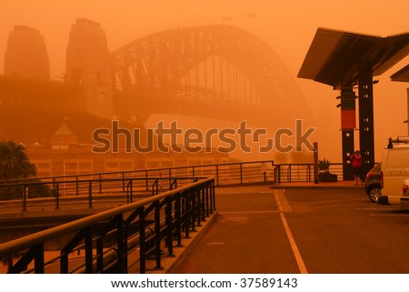 23 Sept 2009: Sydney, Australia, covered in a blanket of dust during an extreme dust storm.