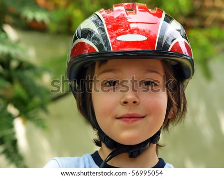 Boy with a bike helmet