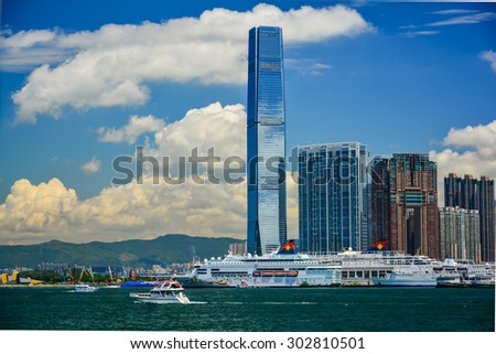 HONG KONG - JULY 31, 2015 : The 490m International Commerce Centre, known locally as ICC, is the latest Ã¢Â?Â?super skyscraperÃ¢Â?Â? to take the title of Hong KongÃ¢Â?Â?s tallest building.
