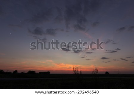 Beautiful dawn sky Jupiter and Venus Conjunction After sunset\
With Constellations Leo, Lynx, Ursa major, Leo minor, Cancer, Sextans, Virgo