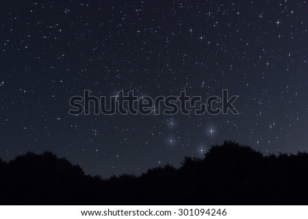 Starry night Ursa Major,Big Dipper constellation with diffraction spikes Beautiful night sky