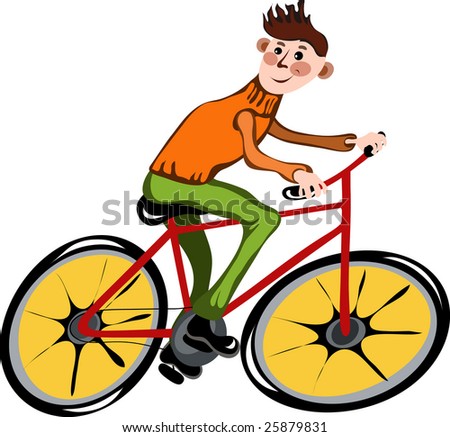 bike riding cartoon. stock vector : Cartoon man on