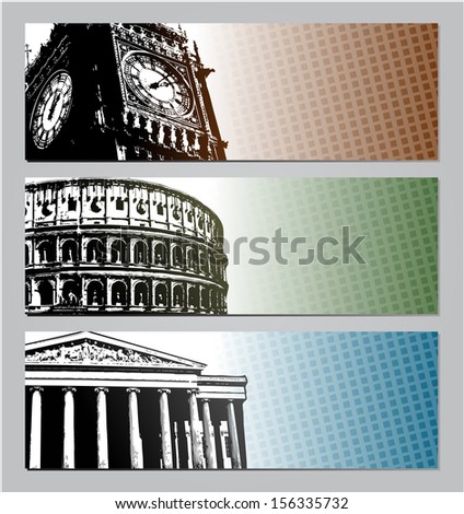 Europe travel banners illustration eps 10