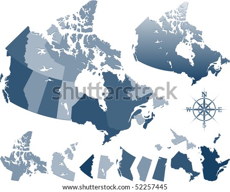 map of canada and provinces. stock vector : Map of Canada