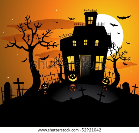 haunted house images cartoon. stock vector : Haunted house halloween background