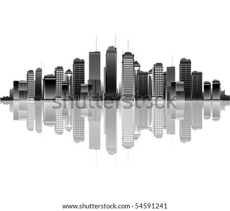 Black And White City. stock vector : Black and white