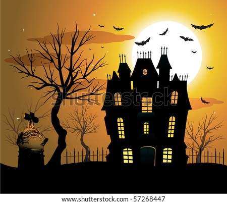 stock vector Haunted house halloween background