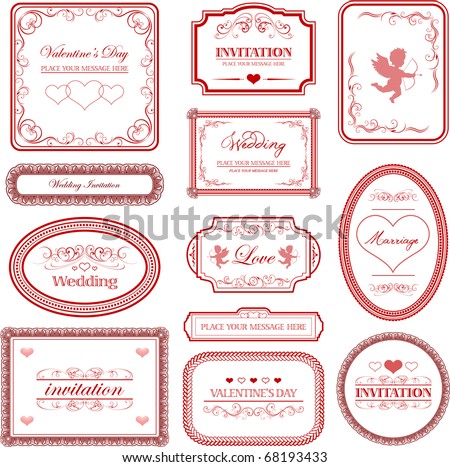 stock vector Vector set vintage valentines day and wedding labels