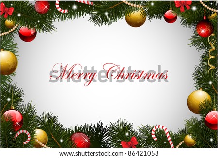 Free Vector Sites on Card With Pine Garland Frame Stock Vector 86421058   Shutterstock