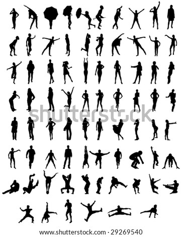 stock vector : vector collection silhouette active people; clip-art
