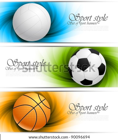 Set of banners with balls