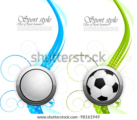 Set of banners with balls and waves
